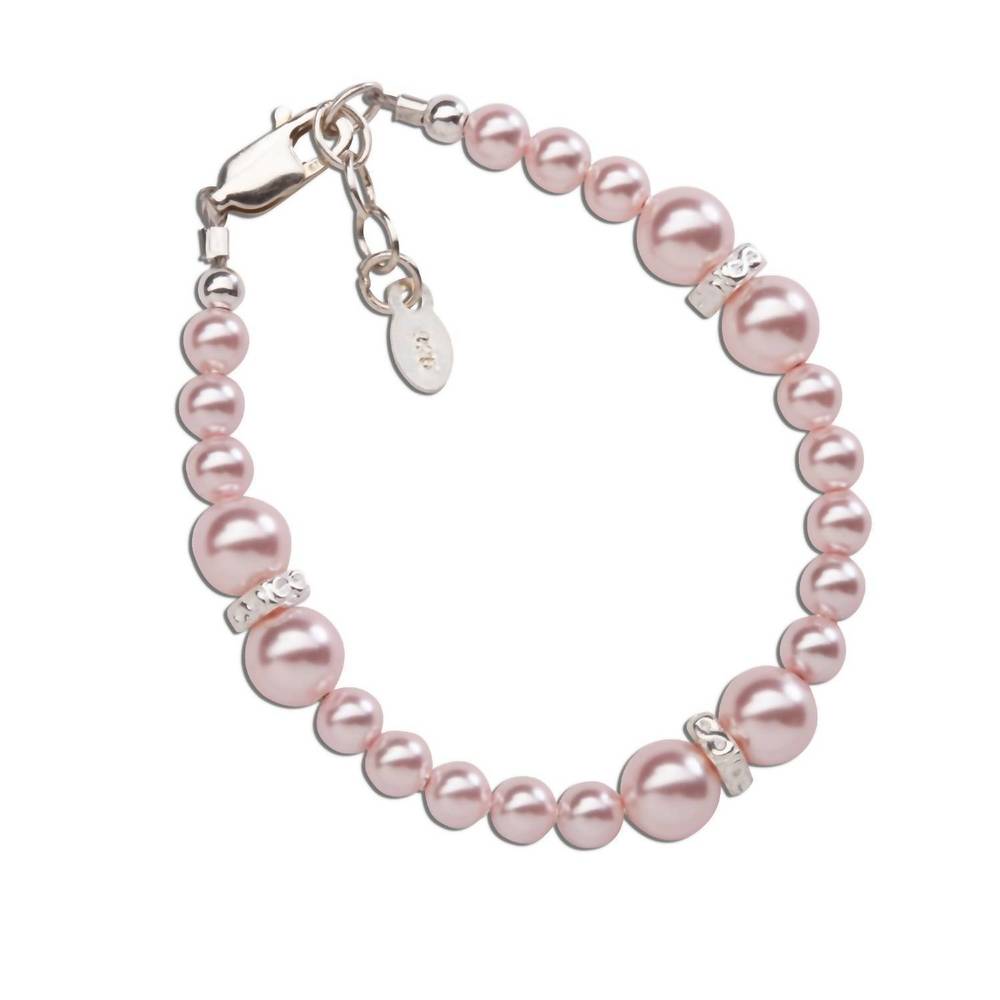 NEW CHERISHED MOMENTS little girls carlee pearl and crystal bracelet in pink